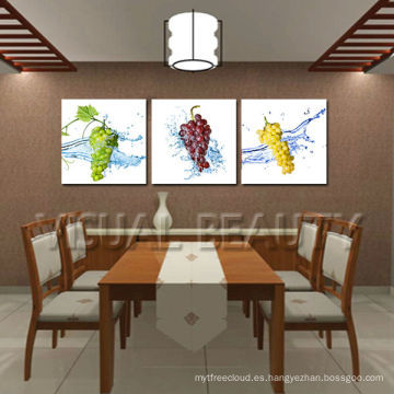 Nuevos diseños Triptych Photos Impresión de la lona, ​​imagen de la fruta para el sitio de la cocina, Grape Canvas Art